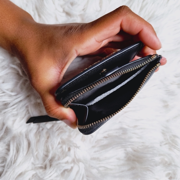 Kate Spade New York Saffiano Leather Small Zip Around Bifold Wallet, Black - Picture 9 of 9